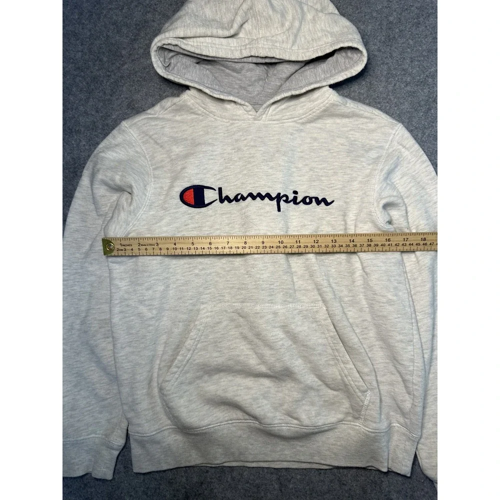 Champion Authentic Athleticwear Hoodie Boys L Grey Heather Logo Fleece Pullover‎